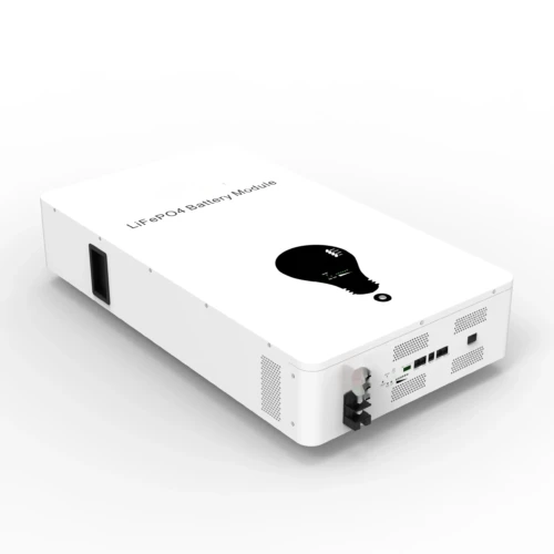 Angled view of the 51.2V 200Ah wall-mounted LiFePO4 battery module