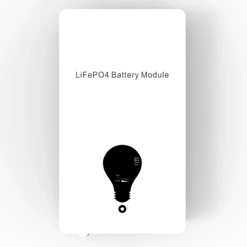 51.2V 200Ah wall-mount LiFePO4 battery front panel with BMS display and LED indicators
